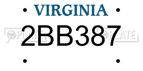 2BB387 Virginia License Plate