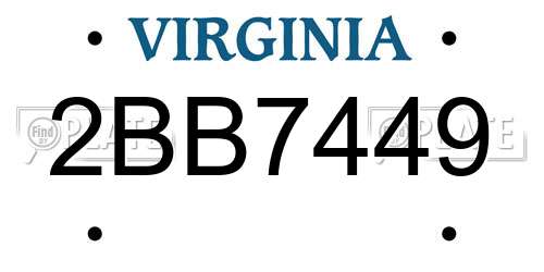 2BB7449 Virginia License Plate