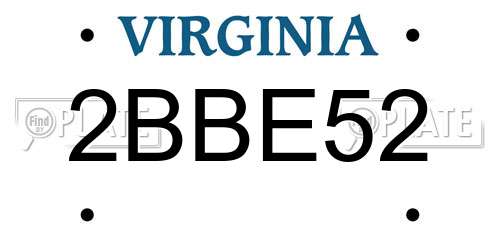 2BBE52 Virginia License Plate