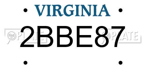 2BBE87 Virginia License Plate