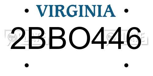 2BBO446 Virginia License Plate