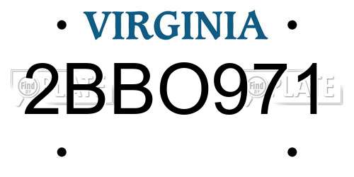 2BBO971 Virginia License Plate