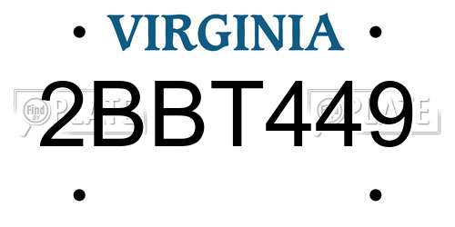 2BBT449 Virginia License Plate