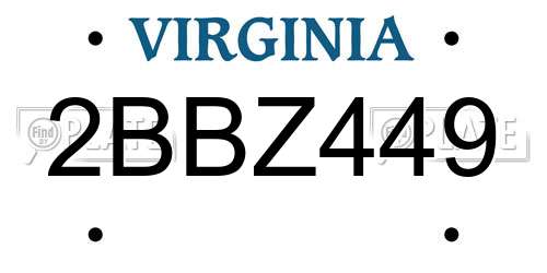 2BBZ449 Virginia License Plate