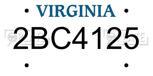 2BC4125 Virginia License Plate