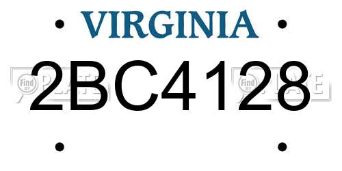 2BC4128 Virginia License Plate