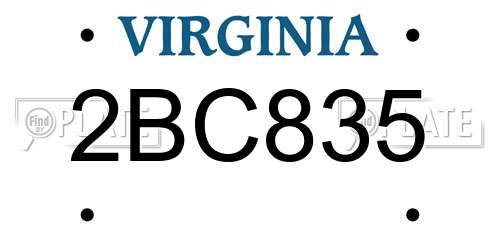 2BC835 Virginia License Plate