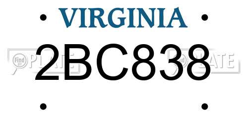 2BC838 Virginia License Plate