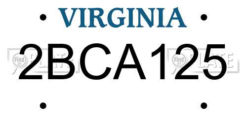 2BCA125 Virginia License Plate