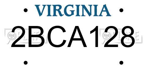 2BCA128 Virginia License Plate