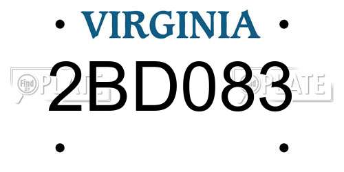 2BD083 Virginia License Plate