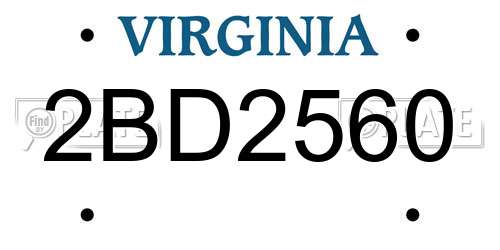 2BD2560 Virginia License Plate