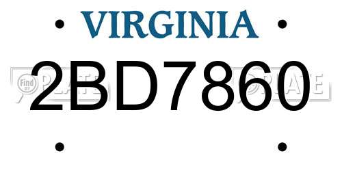 2BD7860 Virginia License Plate