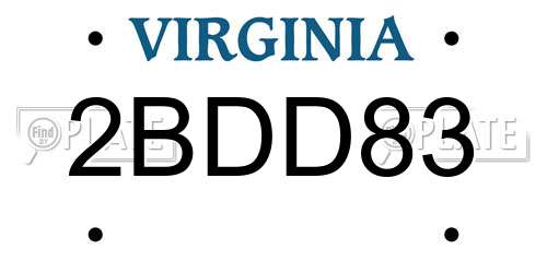 2BDD83 Virginia License Plate