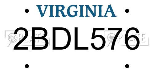 2BDL576 Virginia License Plate