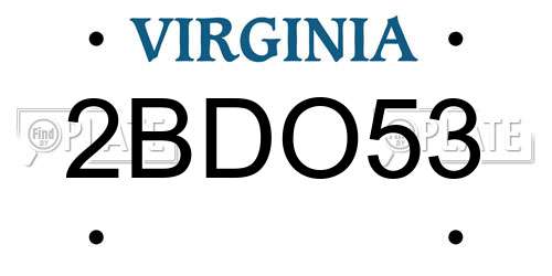 2BDO53 Virginia License Plate