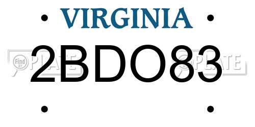 2BDO83 Virginia License Plate