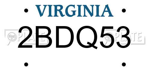 2BDQ53 Virginia License Plate
