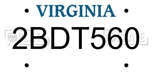 2BDT560 Virginia License Plate