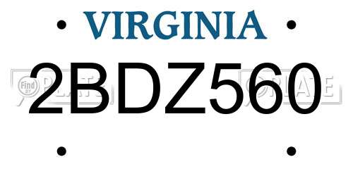 2BDZ560 Virginia License Plate