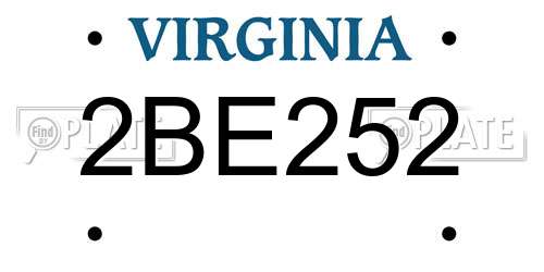 2BE252 Virginia License Plate