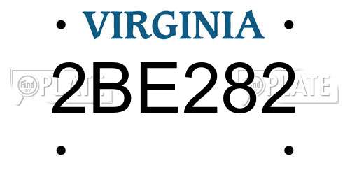 2BE282 Virginia License Plate
