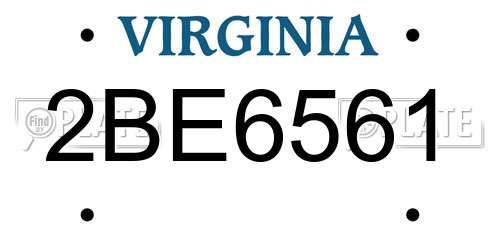 2BE6561 Virginia License Plate