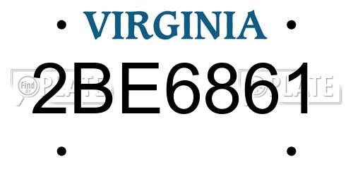 2BE6861 Virginia License Plate