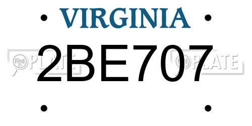 2BE707 Virginia License Plate