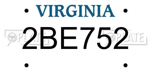 2BE752 Virginia License Plate