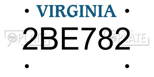 2BE782 Virginia License Plate