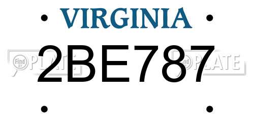 2BE787 Virginia License Plate