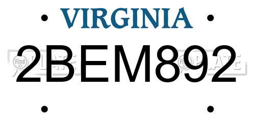 2BEM892 Virginia License Plate