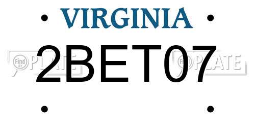 2BET07 Virginia License Plate