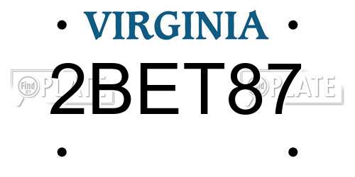 2BET87 Virginia License Plate