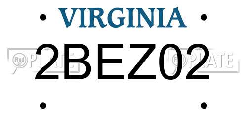 2BEZ02 Virginia License Plate