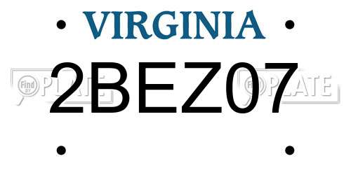2BEZ07 Virginia License Plate