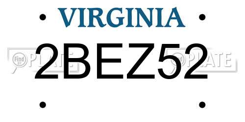 2BEZ52 Virginia License Plate