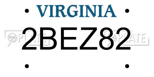 2BEZ82 Virginia License Plate