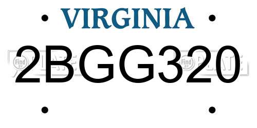 2BGG320 Virginia License Plate