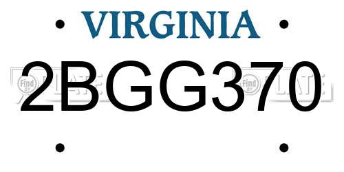 2BGG370 Virginia License Plate