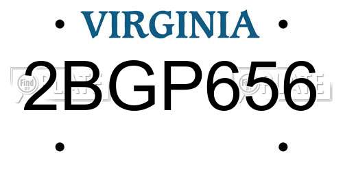 2BGP656 Virginia License Plate