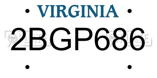 2BGP686 Virginia License Plate