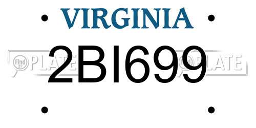2BI699 Virginia License Plate