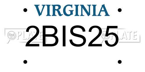 2BIS25 Virginia License Plate