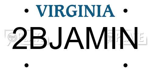 2BJAMIN Virginia License Plate