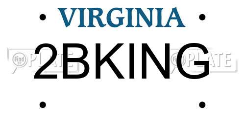 2BKING Virginia License Plate