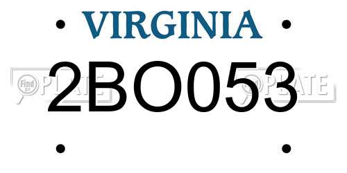2BO053 Virginia License Plate