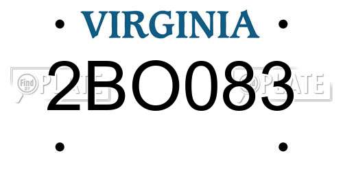 2BO083 Virginia License Plate