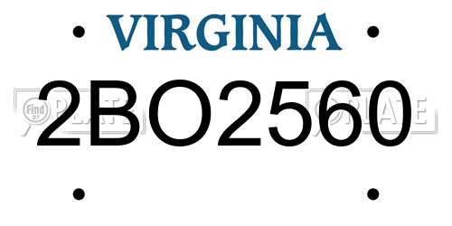 2BO2560 Virginia License Plate